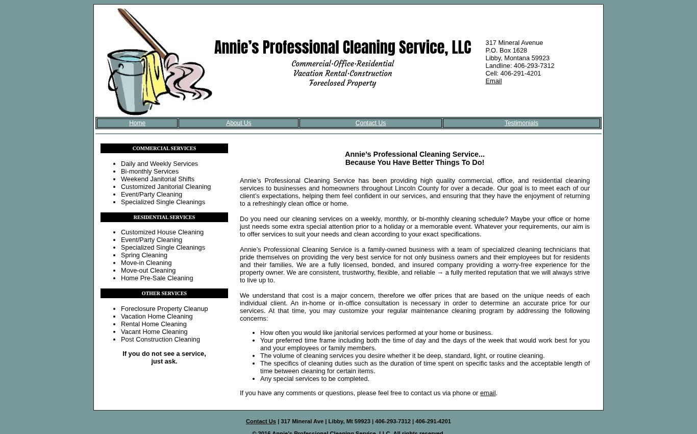 Current site of Annie’s Professional Cleaning