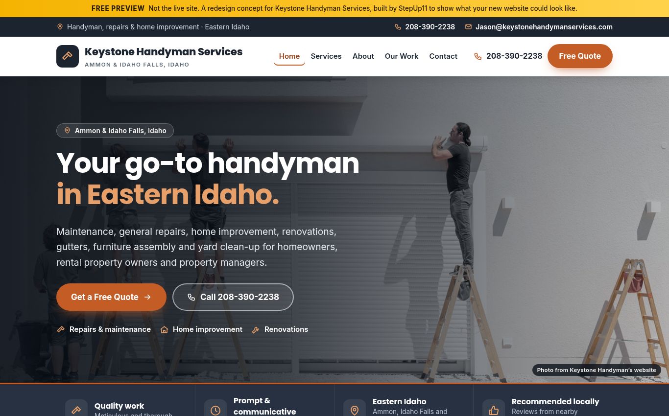 New concept site for Keystone Handyman Services