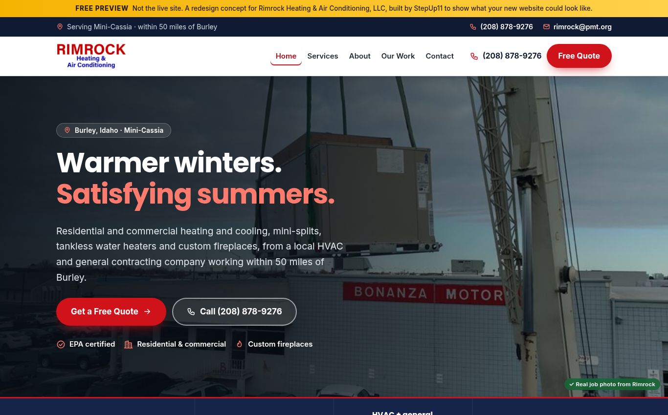 New concept site for Rimrock Heating & Air Conditioning